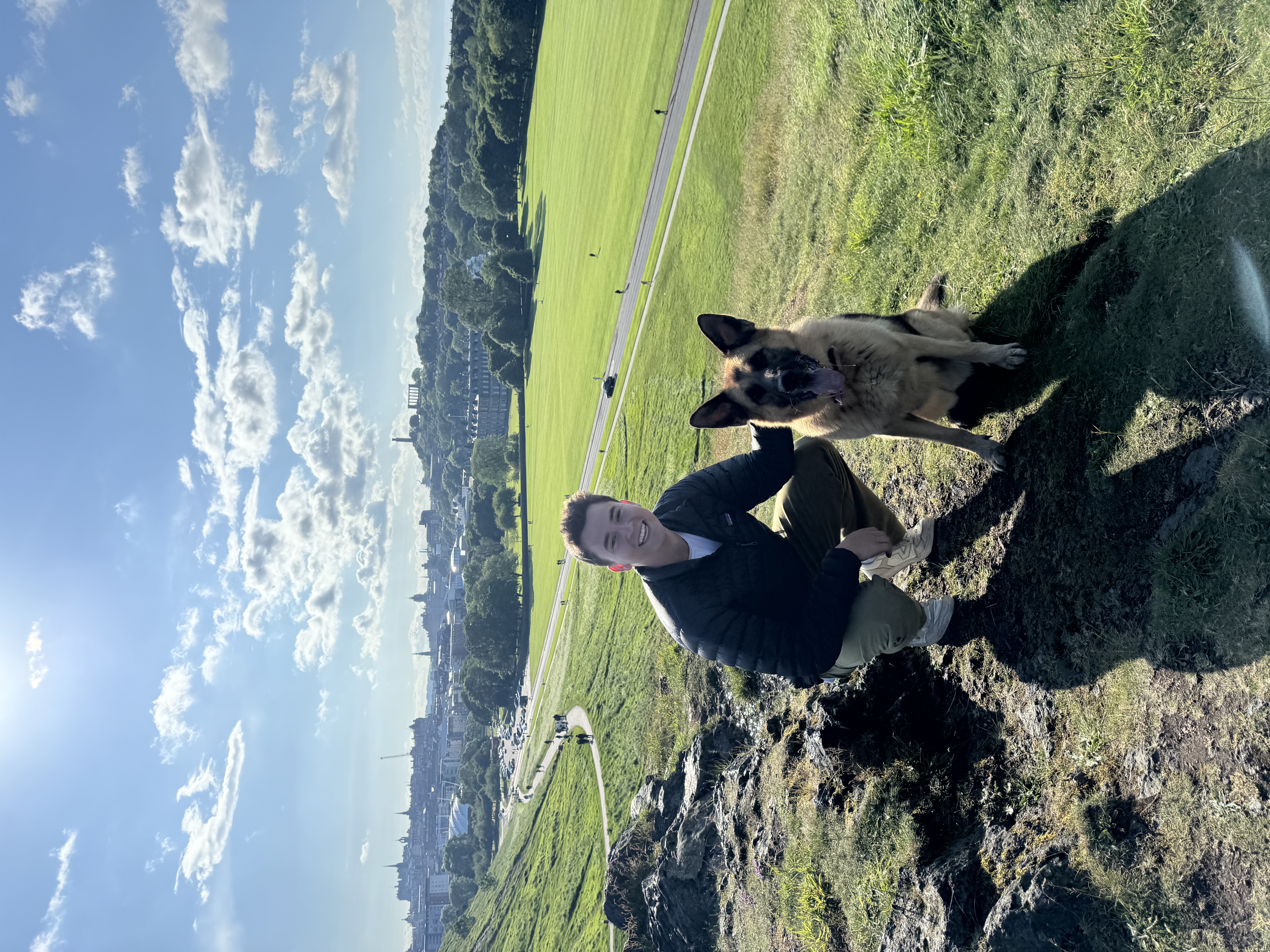 Image of Cole Simpson and his friend's dog in Scotland